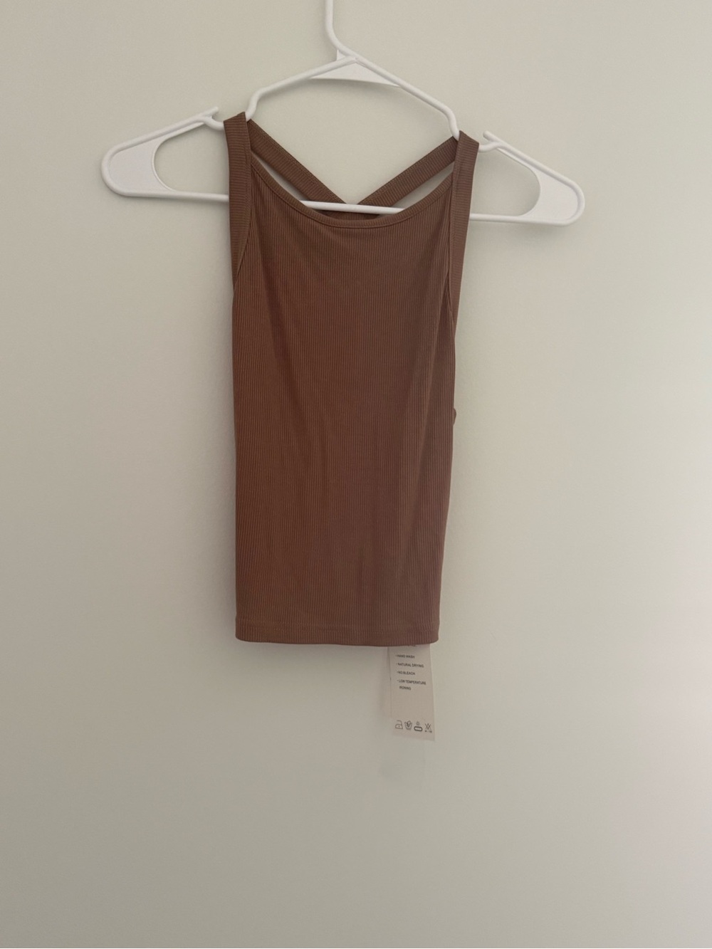 Luyaa Women’s Brown Ribbed Tank Top with Crossback Straps